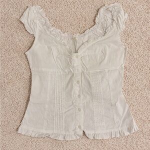 Brandy Melville White Ruffled Blouse